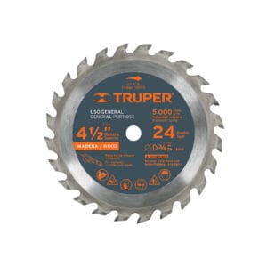 Disco sierra 4-1/2" para madera, 24 dientes centro 3/8", TRUPER
